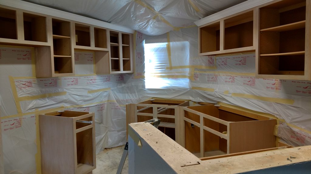 Kitchen cabinets before painting